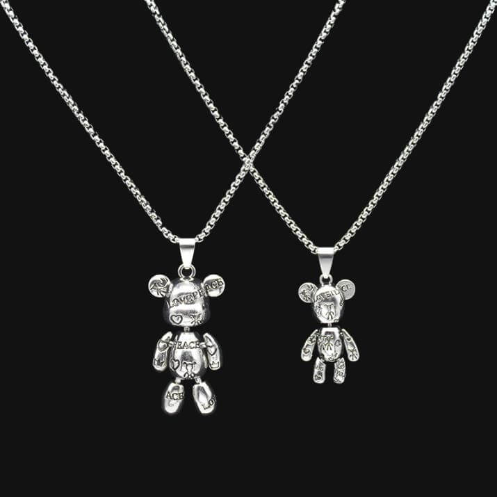 2 - Piece Cute Bear Friendship Necklaces with Magnetic Charms