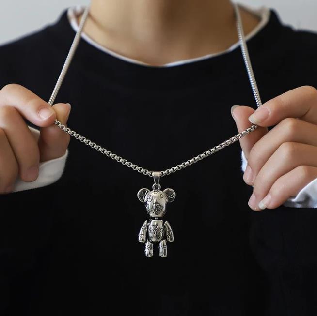 2 - Piece Cute Bear Friendship Necklaces with Magnetic Charms