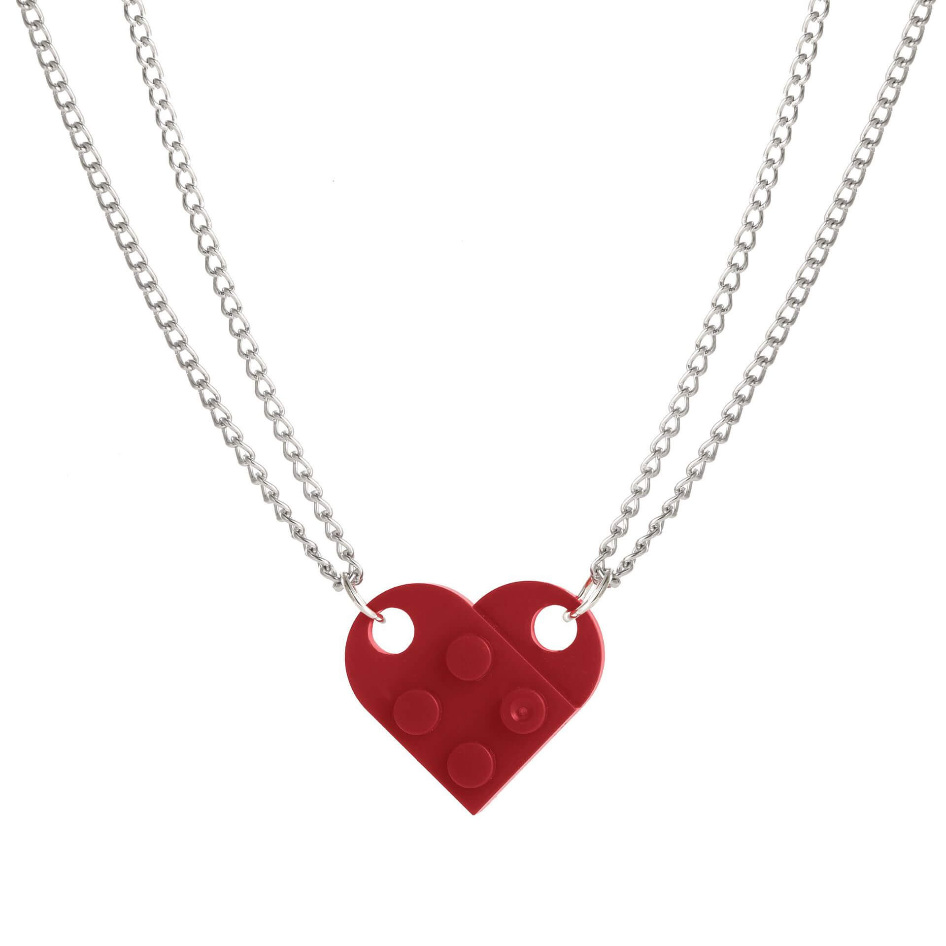 Brick Necklace for Couples Friendship Heart Pendant