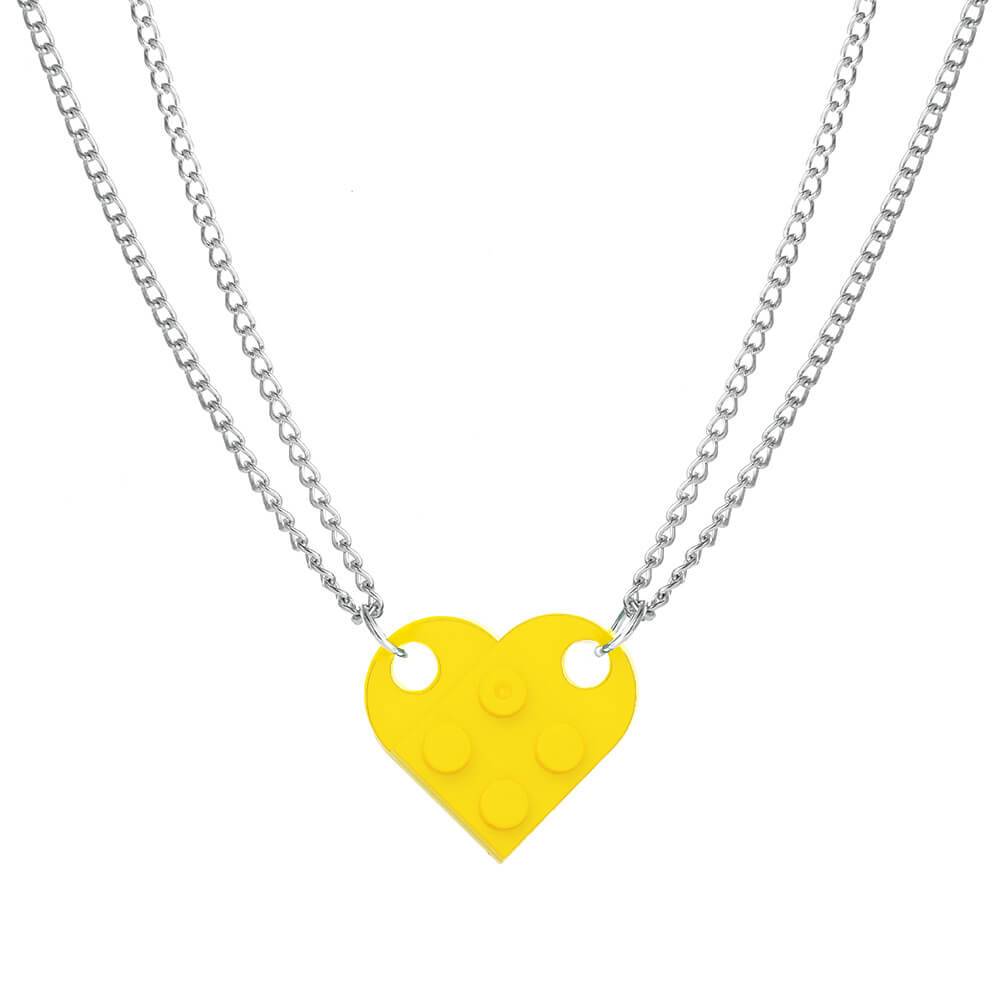 Brick Necklace for Couples Friendship Heart Pendant