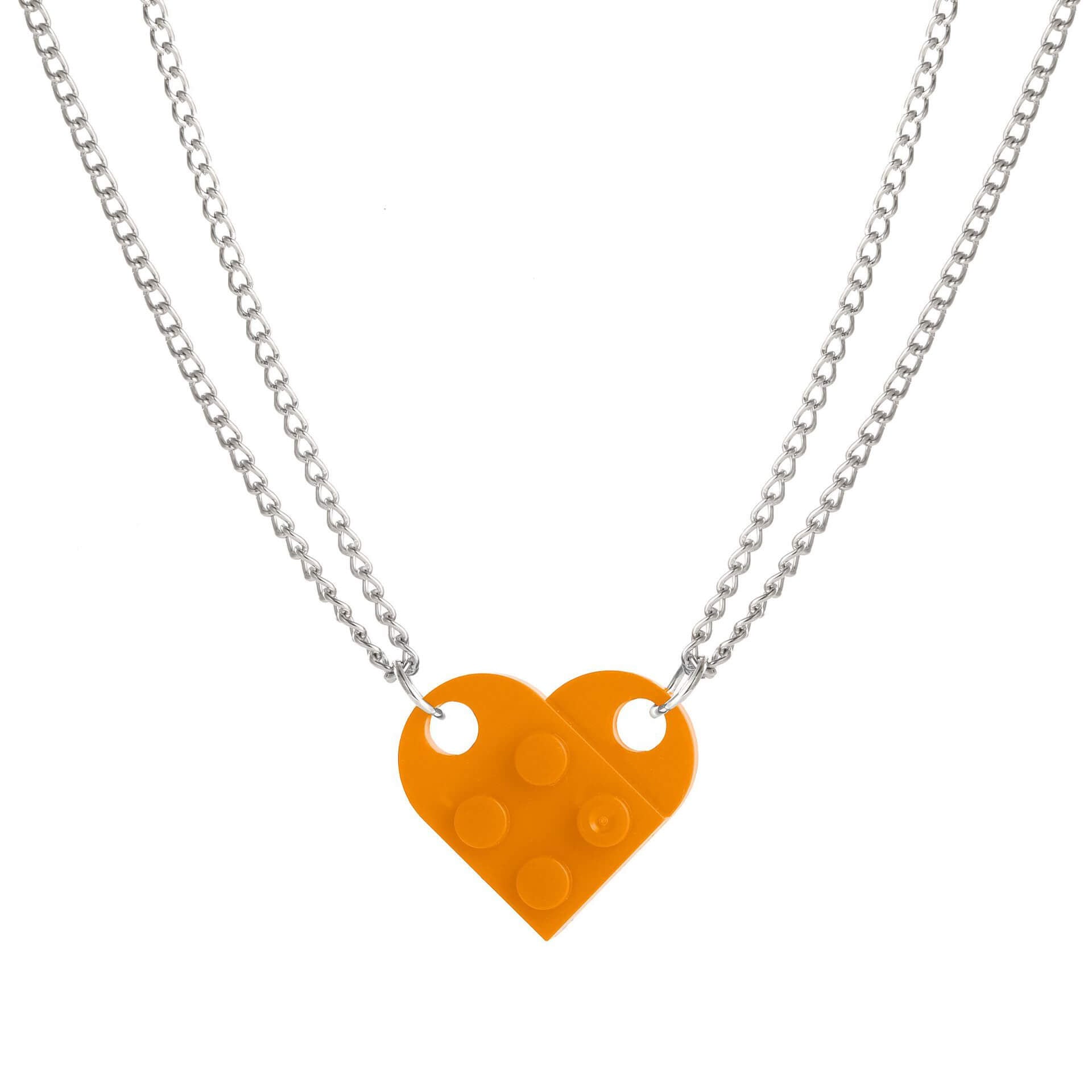 Brick Necklace for Couples Friendship Heart Pendant
