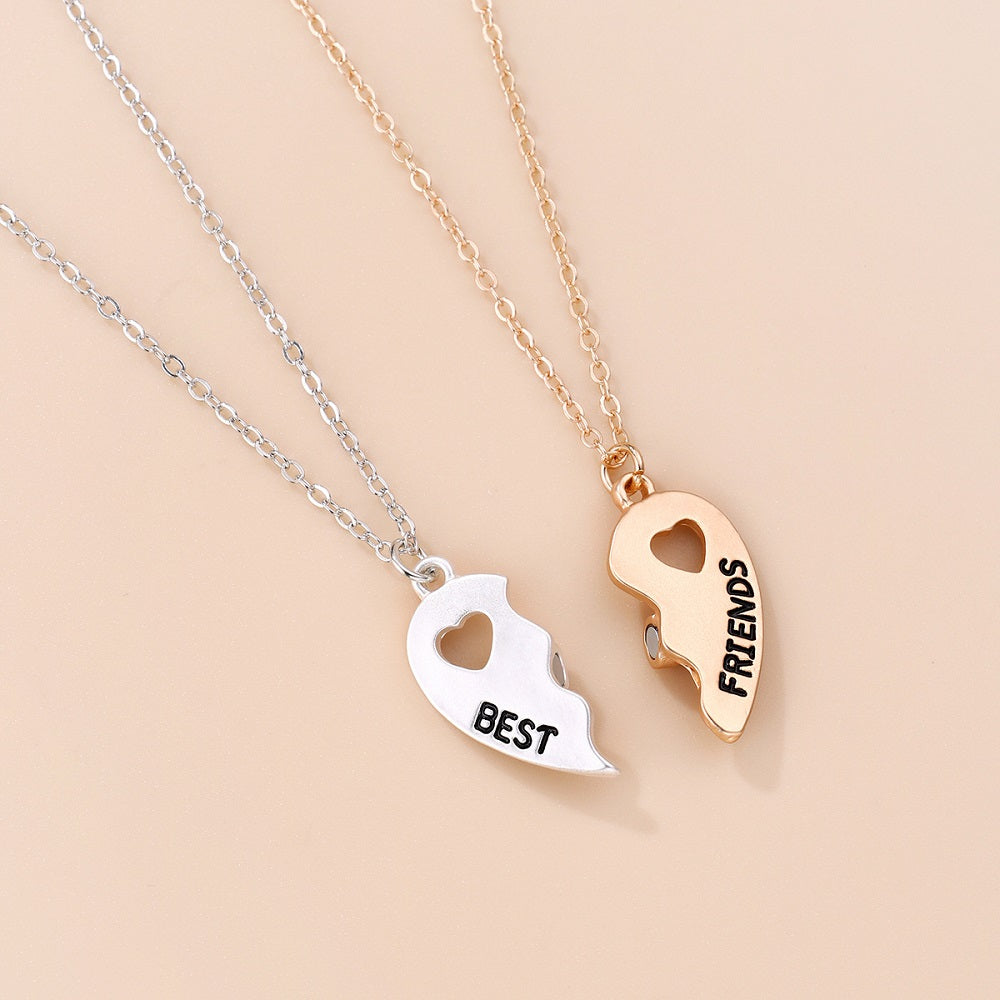 Broken Heart Magnetic Best Friends Necklace Gold and Silver
