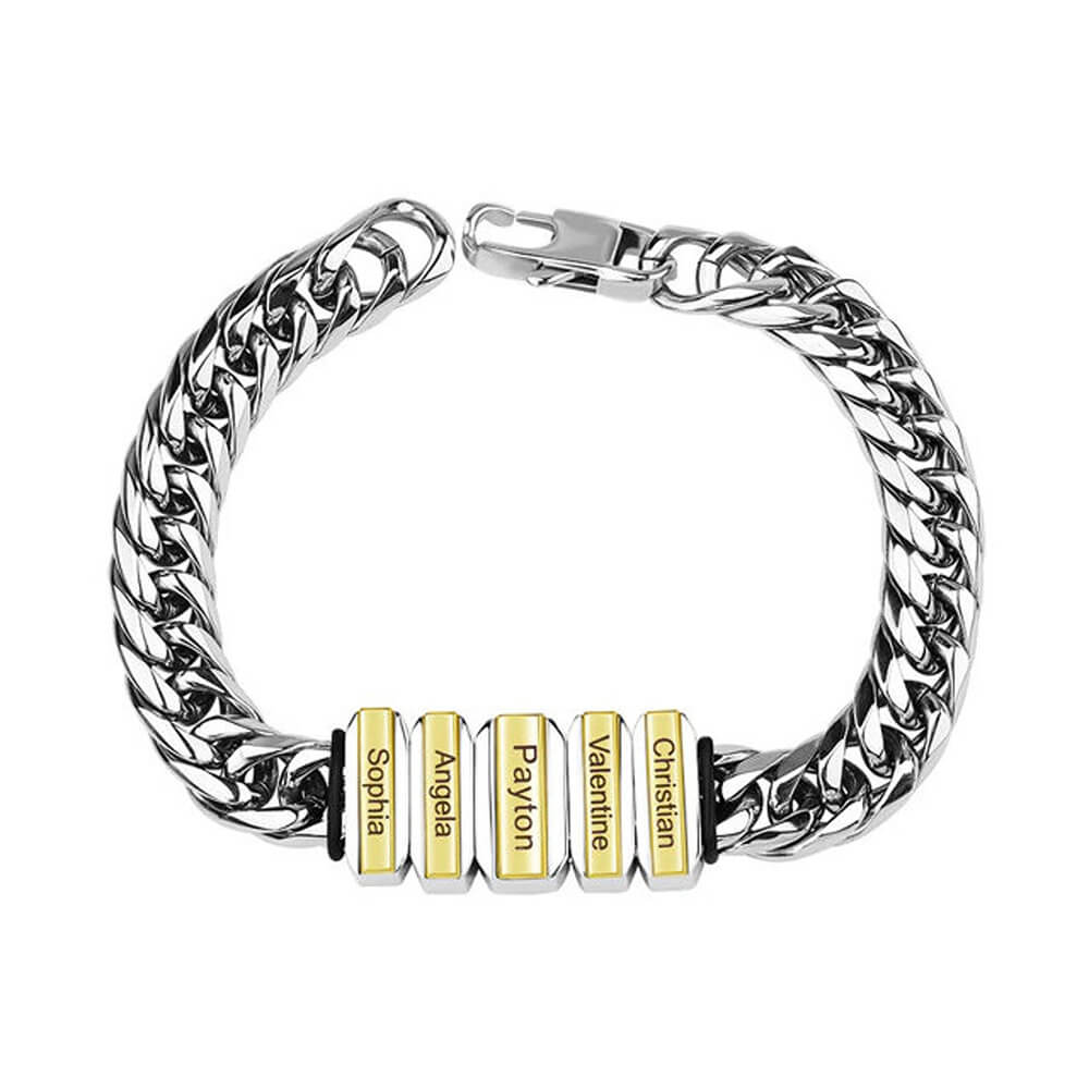 Custom Dad Bracelet with Family Names - Father's Day Engraved Jewelry