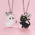 Cute Cartoon Magnetic Cat Necklace Set for Best Friends - 3 Color Options (BW, PB, PP)