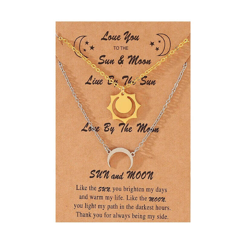Gold Sun & Crescent Moon Necklaces: Ideal Gifts for Friends and Couples
