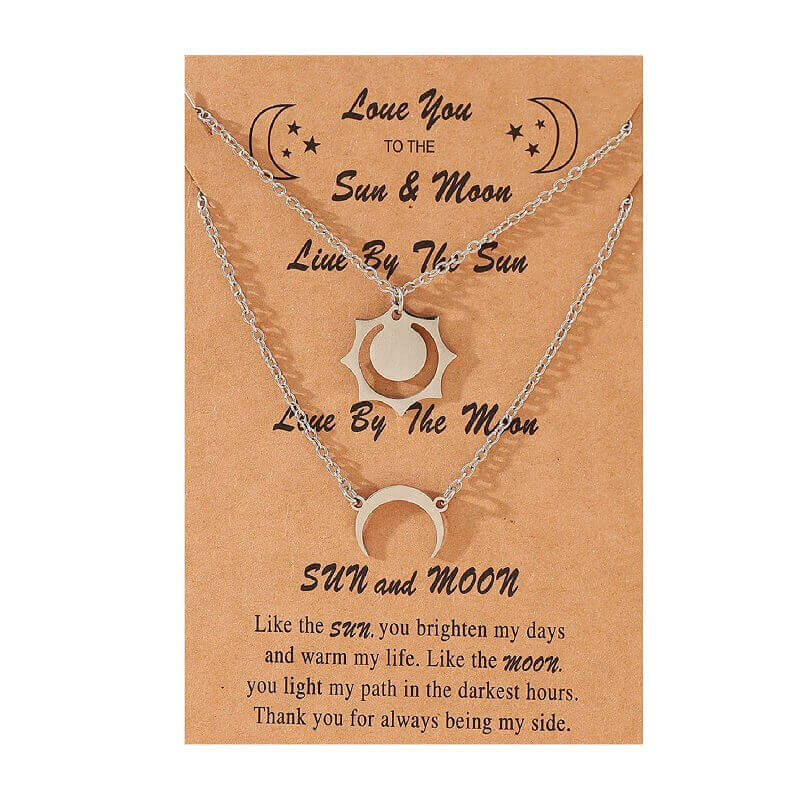 Gold Sun & Crescent Moon Necklaces: Ideal Gifts for Friends and Couples