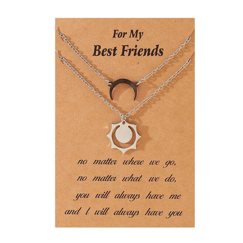 Gold Sun & Crescent Moon Necklaces: Ideal Gifts for Friends and Couples