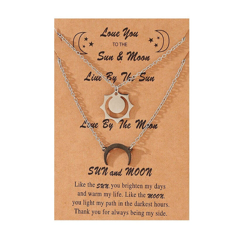 Gold Sun & Crescent Moon Necklaces: Ideal Gifts for Friends and Couples
