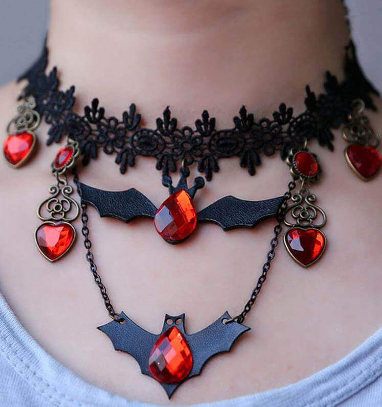 Halloween Bat Lace Necklace