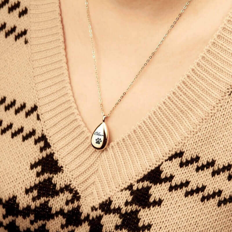 Heart & Paw Pet Memorial Necklace - Engravable Photo Locket with Ashes Compartment