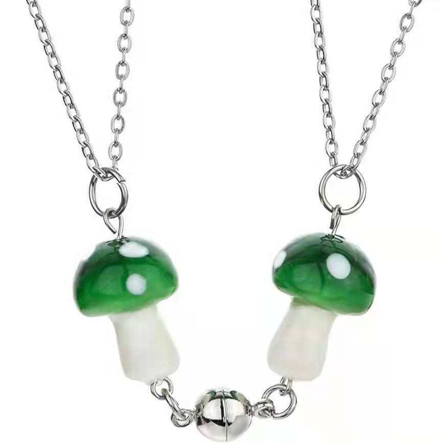 Magnetic Mushroom Friendship Necklaces Set of Two