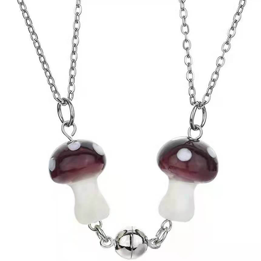 Magnetic Mushroom Friendship Necklaces Set of Two