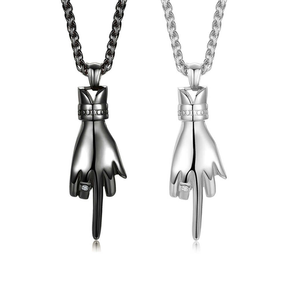 2pcs Middle Finger Necklace Set for Two People