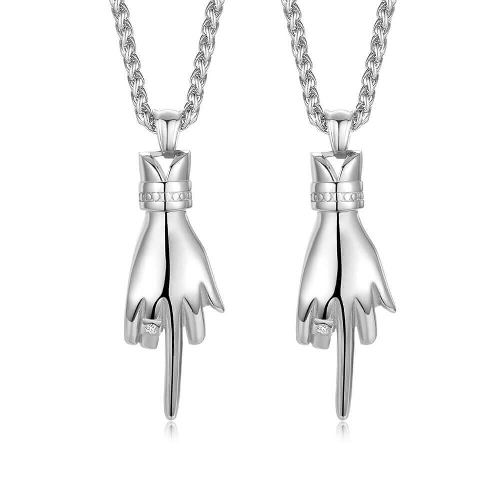 2pcs Middle Finger Necklace Set for Two People