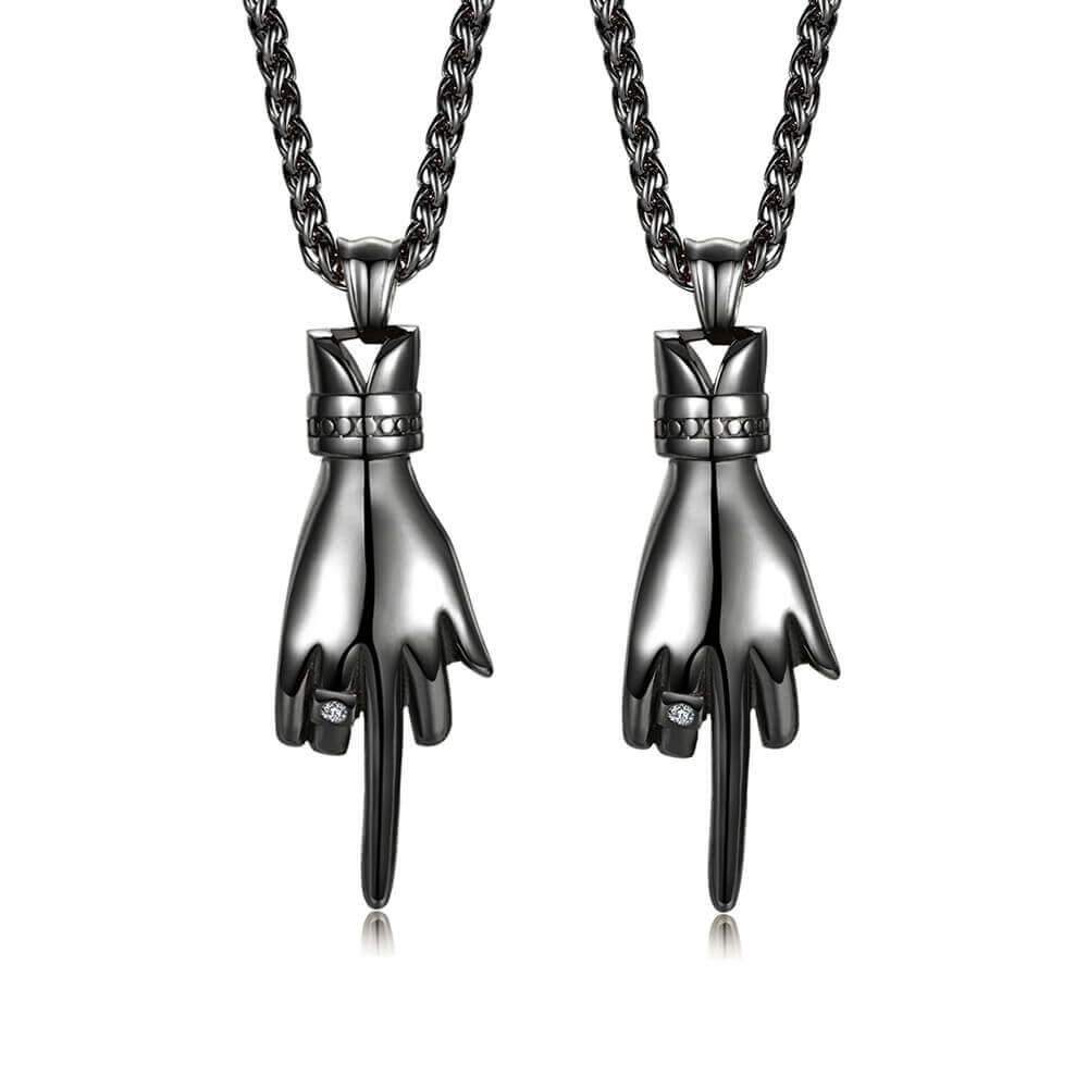 2pcs Middle Finger Necklace Set for Two People