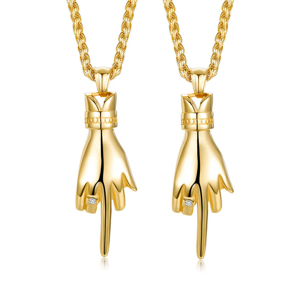 2pcs Middle Finger Necklace Set for Two People
