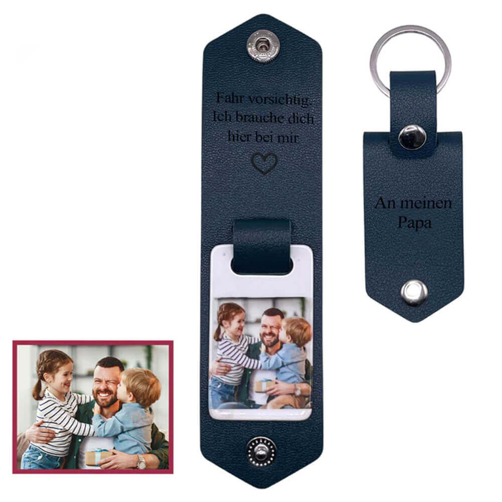 Personalized Leather Keychain with Picture and Text