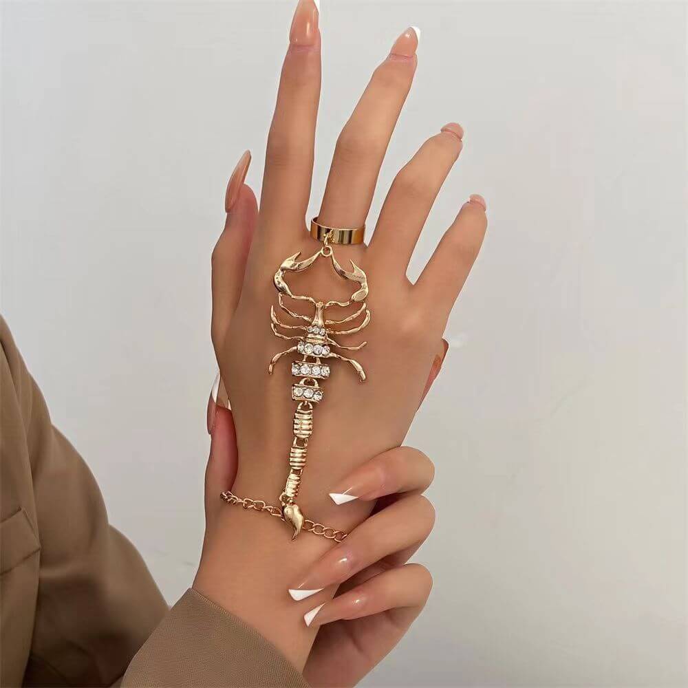 Scorpion Ring Bracelet, Creative Scorpio Jewelry for Women