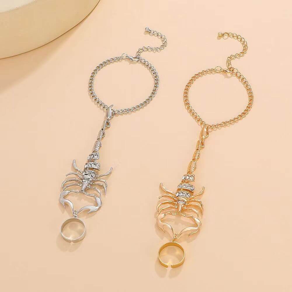 Scorpion Ring Bracelet, Creative Scorpio Jewelry for Women