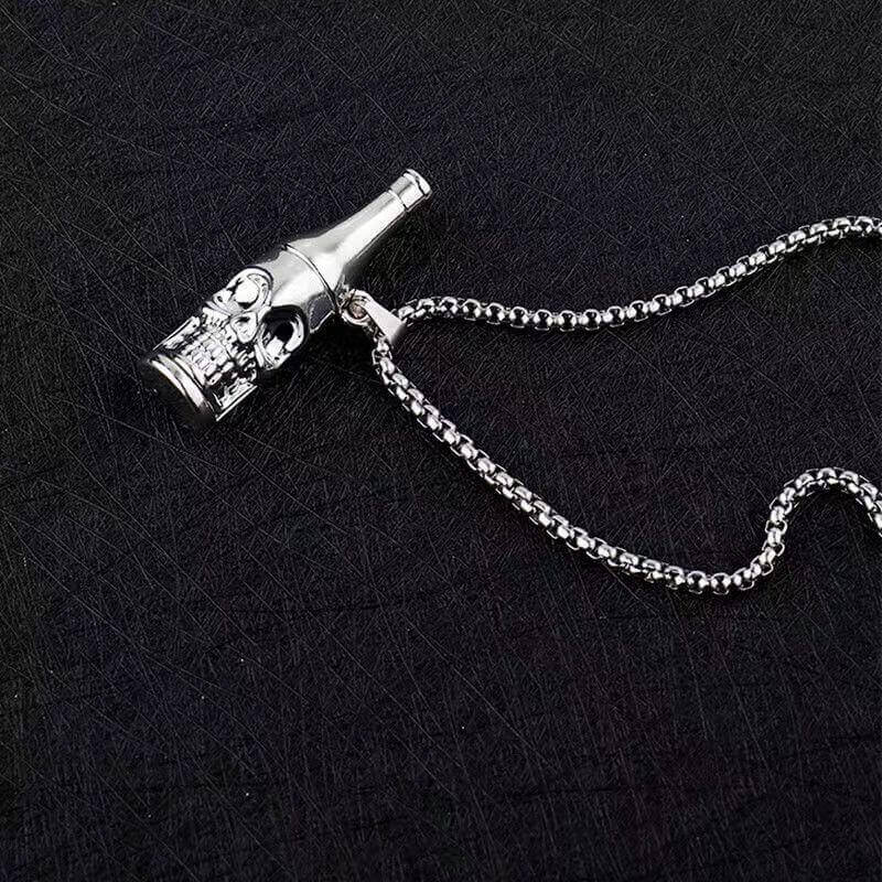 Skull Bottle beer Corkscrew Necklaces