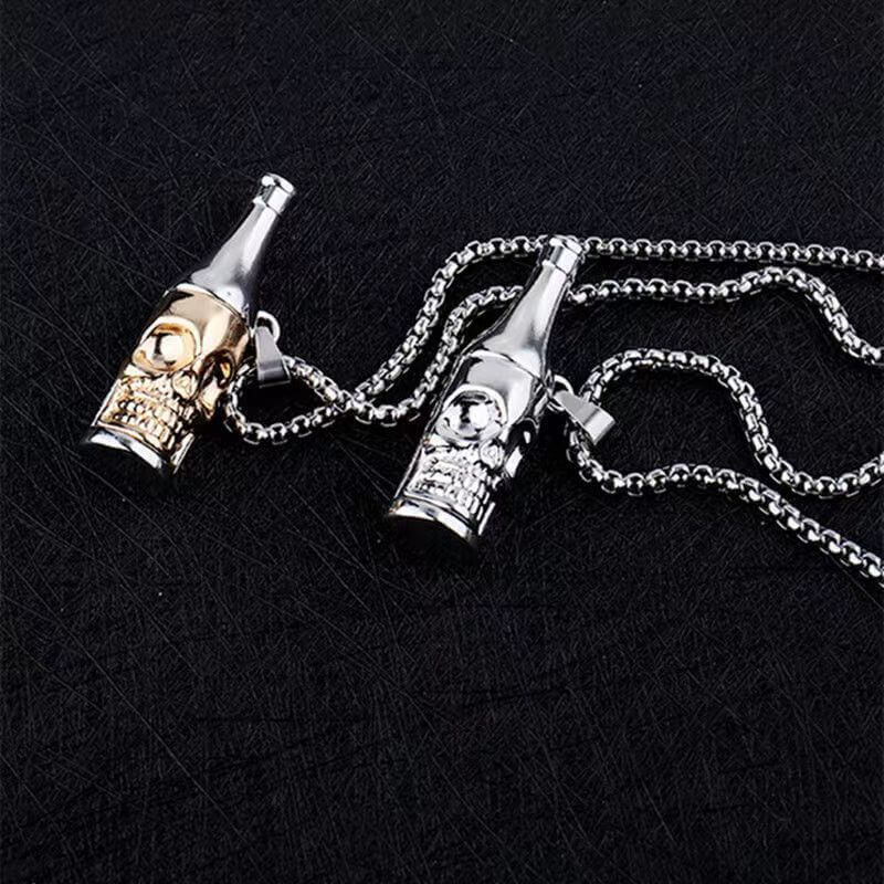 Skull Bottle beer Corkscrew Necklaces