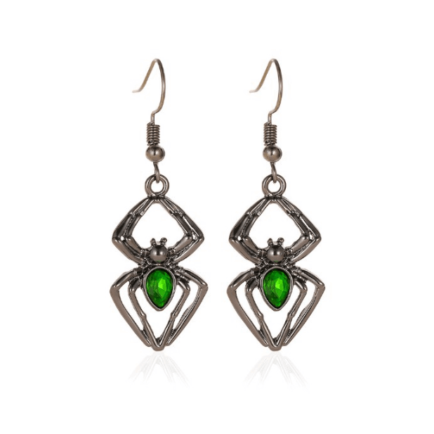 Spider Necklace Earring Ring Retro Emerald Set