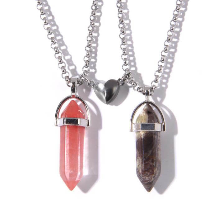 Crystal Pendant Necklaces with Magnetic Heart Clasp