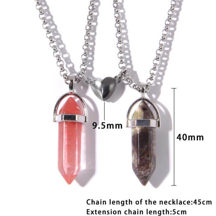 Crystal Pendant Necklaces with Magnetic Heart Clasp