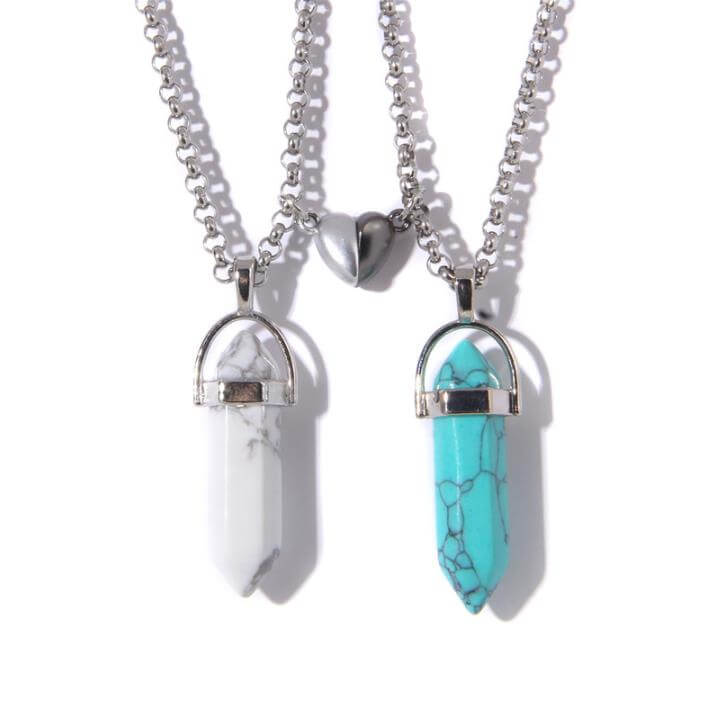 Crystal Pendant Necklaces with Magnetic Heart Clasp