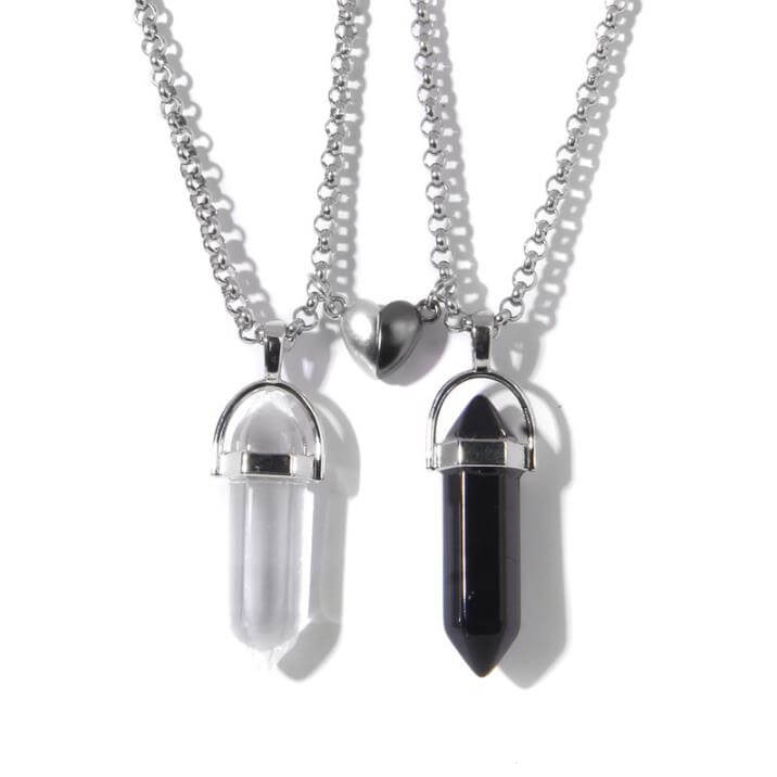Crystal Pendant Necklaces with Magnetic Heart Clasp