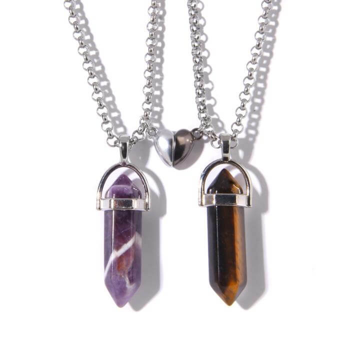 Crystal Pendant Necklaces with Magnetic Heart Clasp